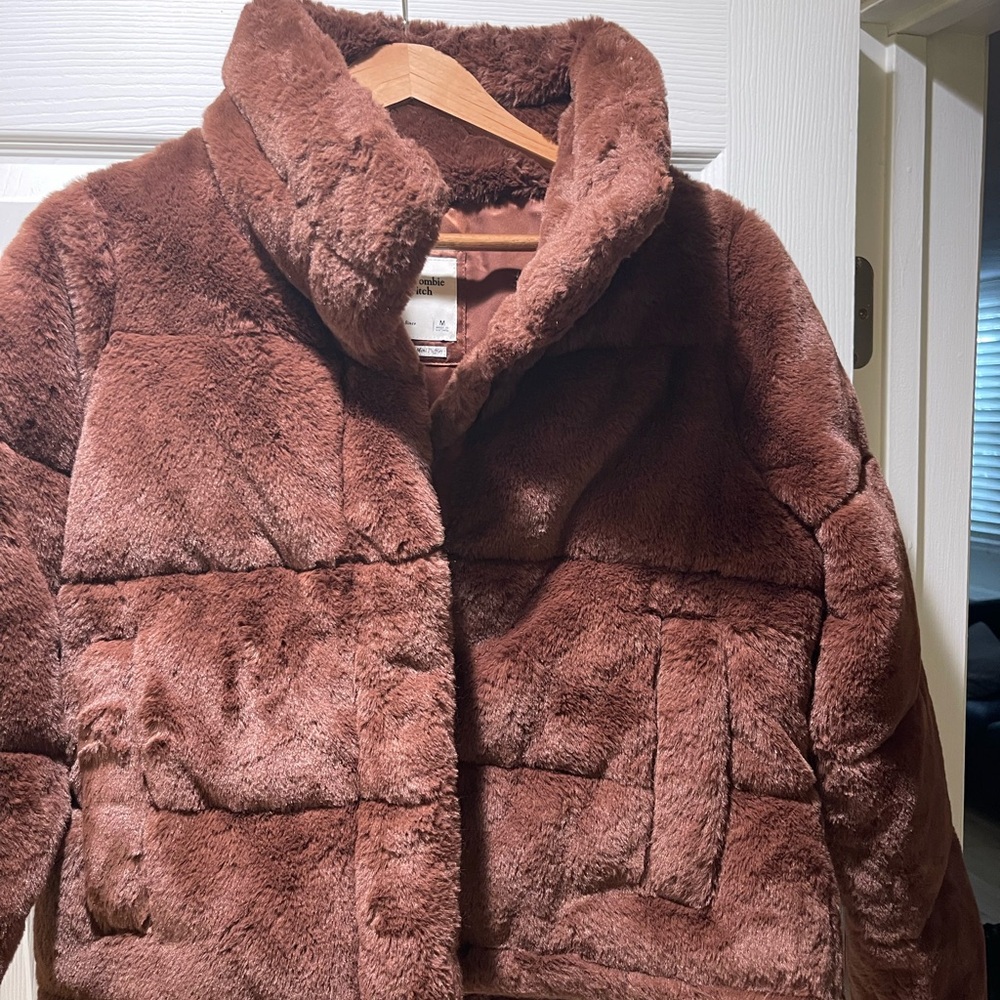 Abercrombie ladies brown fur waist coat